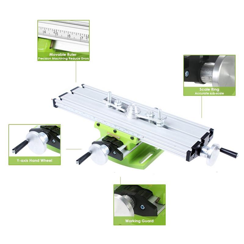 Precision Multifunction 1 PC Mini Milling Machine Bench Drill Vise Worktable X Y-Axis Adjustment Coordinate Table Aluminum Alloy