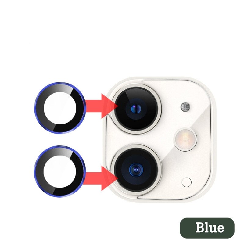 Câmera traseira protetor de tela de vidro + anel de lente de metal para-iphone 12/11 pro max câmera tela protctor para-iphone 12/11 caso: 4NB403243-BL-1