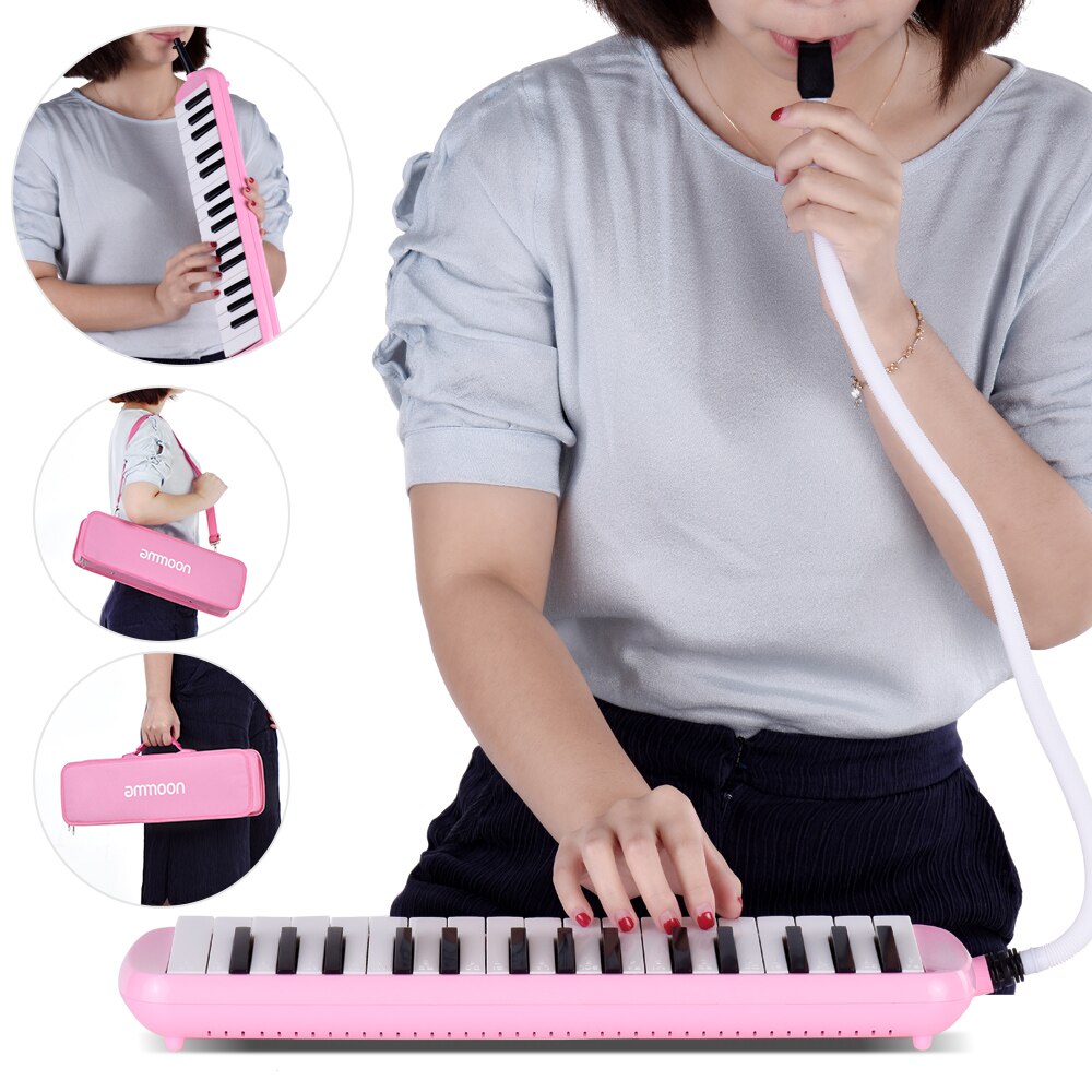 Ammoon Tastiera Stile pianoforte 32 Tasti Melodica Armonica a Bocca con il Boccaglio Panno di Pulizia trasportare Astuccio Regalo Musicale