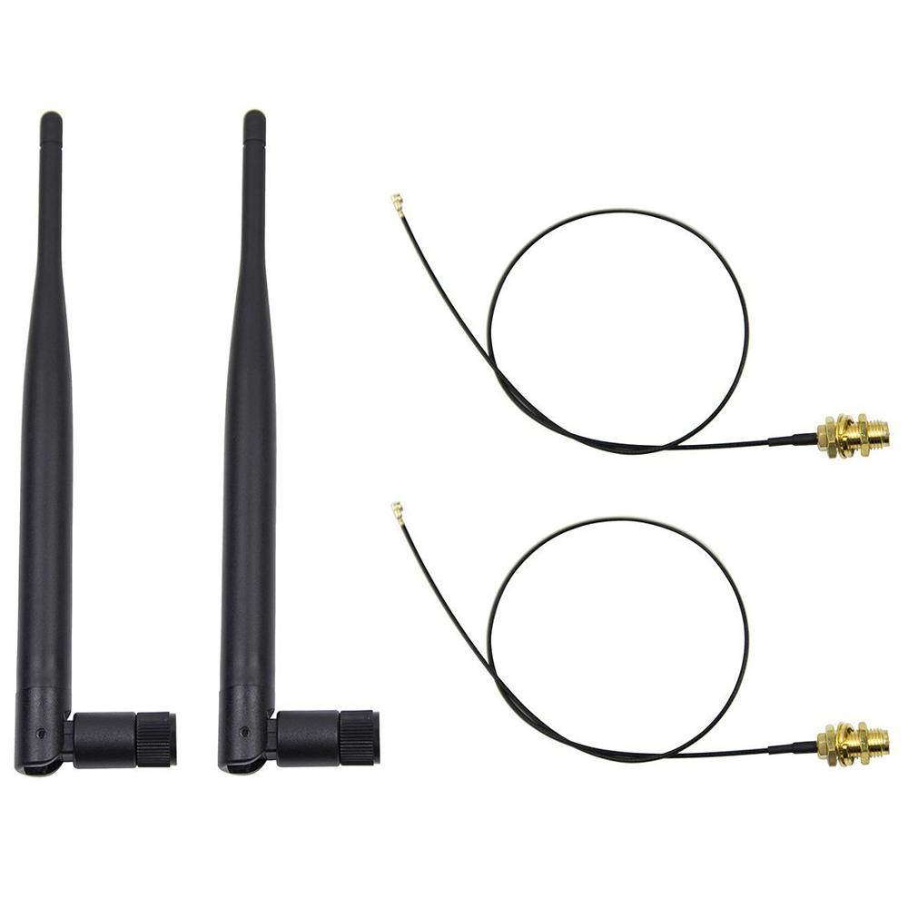 2 x 6dBi 2,4 GHz 5GHz Dual Band WiFi RP-SMA Antenne + 2x35cm U.fl / IPEX Kabel: Ursprünglich Titel