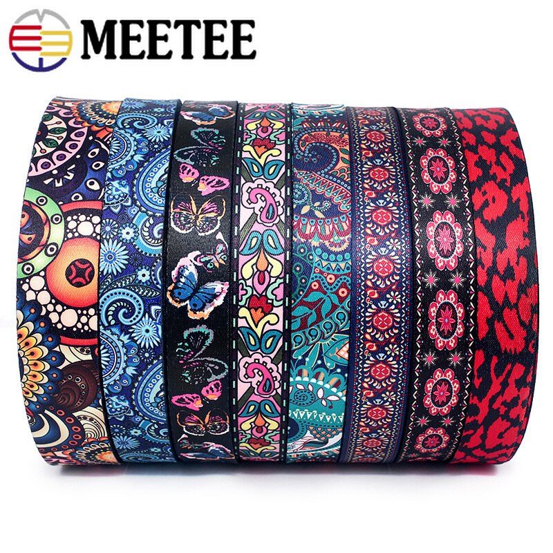 Meetee 10 metriä 38mm print etninen jacquard nauhakassit hihna vyö nauha tee itse tekstiilit vaatteet sisustus ompelutarvikkeet