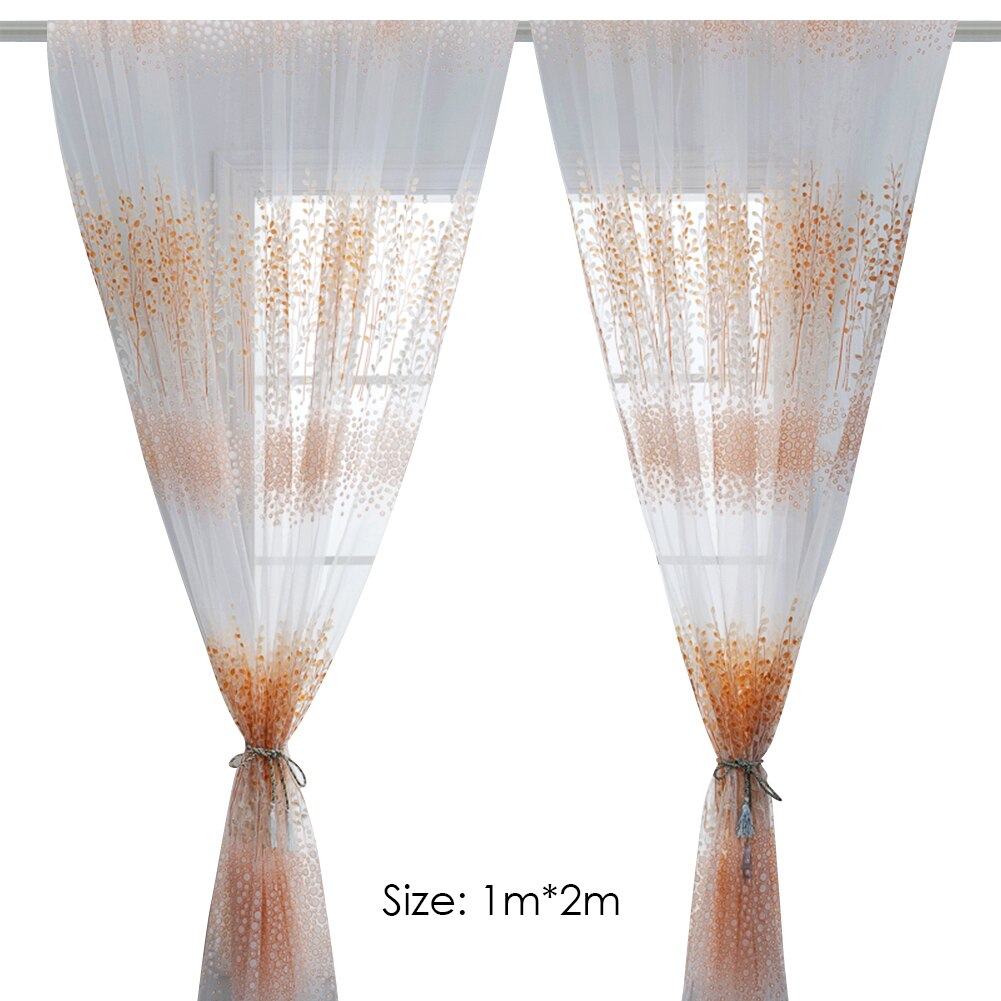 Bedroom Half Shading Window Screen Decor Curve Round Ball Printed Tulle Curtains Home Decoration Polyester Fabric Curtain: G