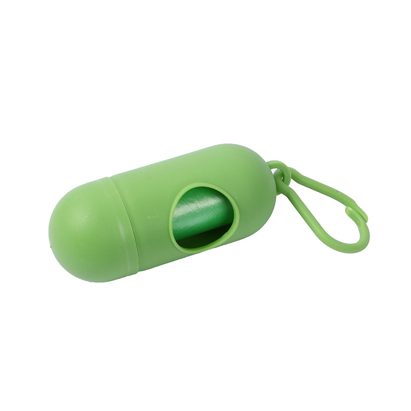Portable Pet Waste Bag Dispenser Pill Shape Bullet-Shaped Garbage Box Cats Dogs Poop Extractive Clean-up Bags Outside Walking: Light Green