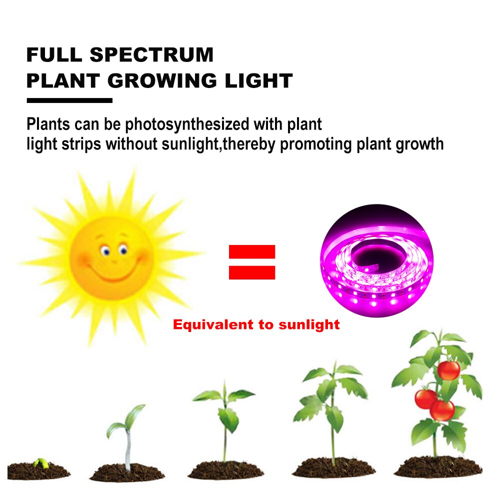 Dc5v usb fullspektre fytolamper lampe ledet phyto teip belysning fleksibel vokse lys stripe vanntett plante pære hydroponic lampe