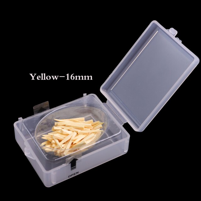 Ceoon – cales dentaires en bois, 100 pièces/boîte, fixation, restauration, Composite interdentaire, matériel de laboratoire, dentisterie, 6 tailles: 16mm Yellow