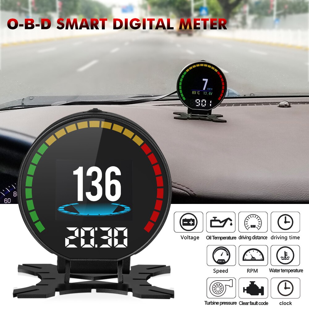 X60 OBD Meter OBD2 HUD Head Up Display Digital Auto Voltage Temperature Gauge Speed Meter Display Overspeed Warning