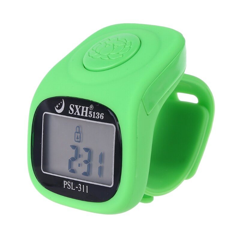 6 Digital Finger Tally Counter 8 Channels with LED Backlight Time Chanting Prayer Silicone Ring Electronic Hand Counter: Green