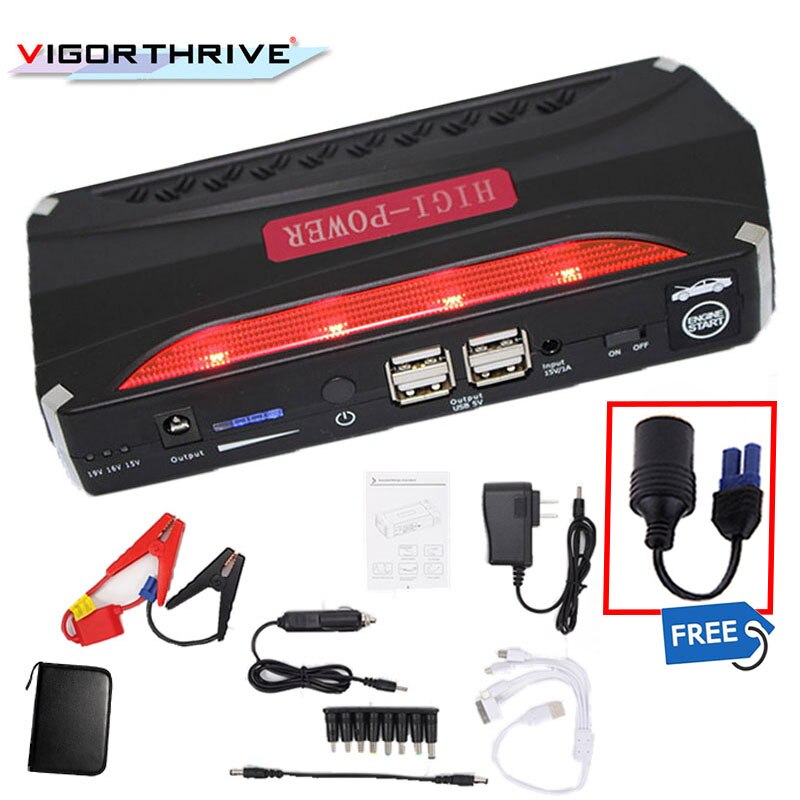 Car Booster Bank Battery Charger Car Charger Starting Device Car Jump Starter 12V Portable Power Mini Emergency 600A SOS Light