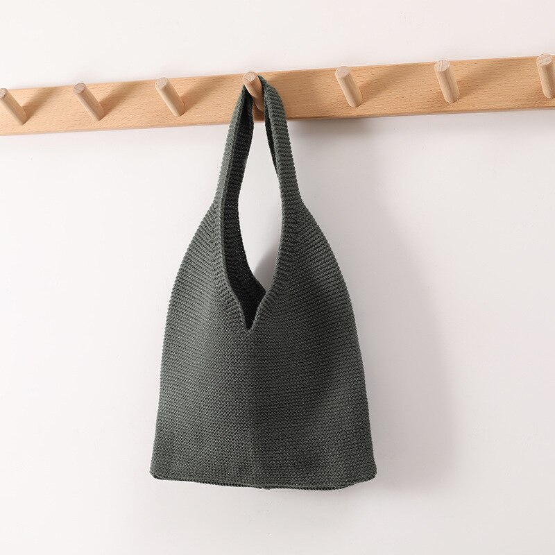 Borsa a treccia in lana lavorata a maglia all&#39;uncinetto inverno moda coreana arte Chic autunno e inverno borse a tracolla Tote bag per donna 2021