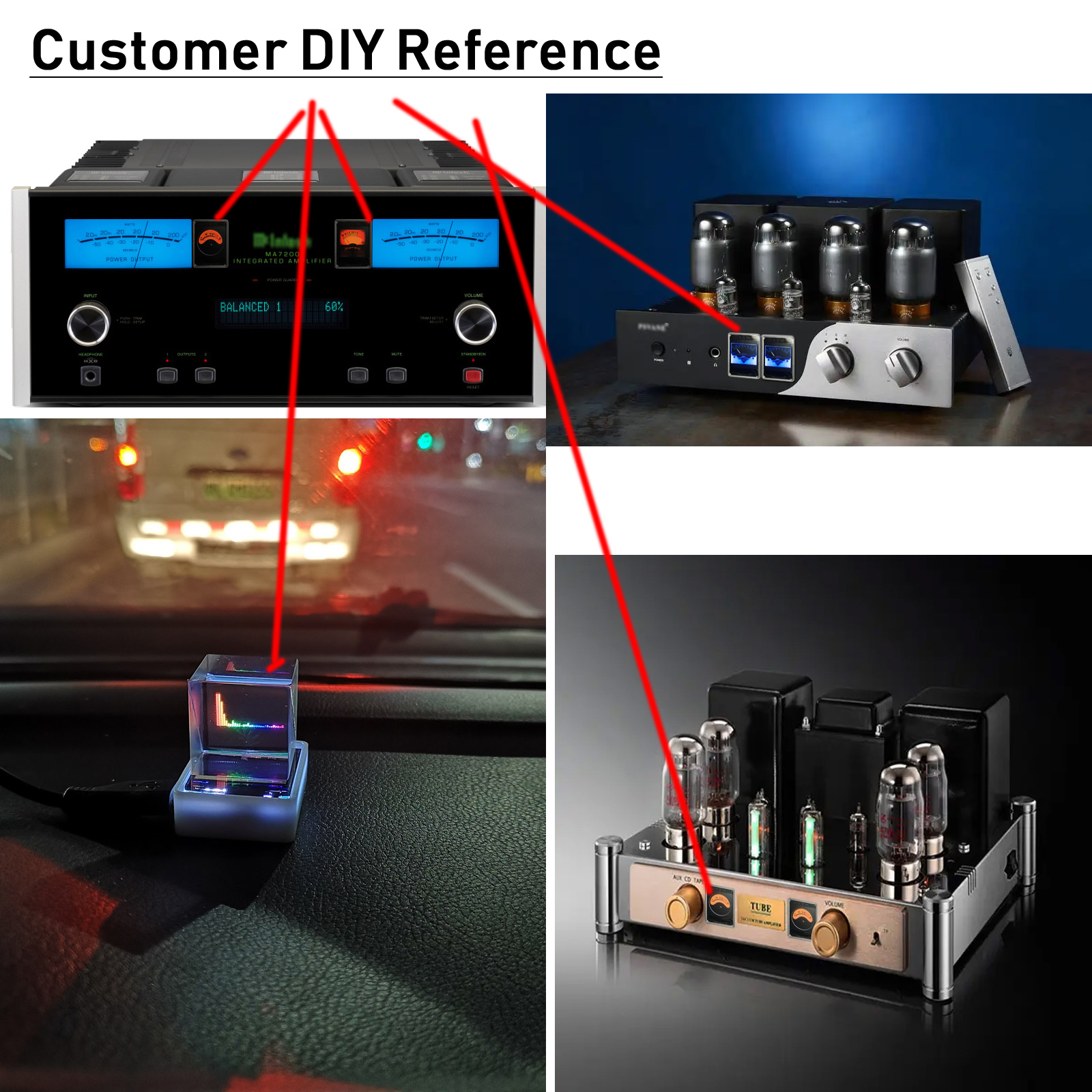 1.3" inch HD LCD Voice-activated music level Indicator analog VU meter music spectrum display rhythm Analyzer multi-mode GPS