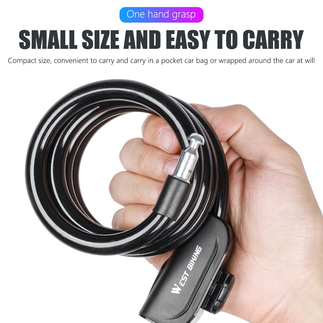 1.2M Bicycle Steel Lock PVC Cable Anti-theft Riding Lock Portable Lengthened Bold Mountain Bike Equipment Bike Lock