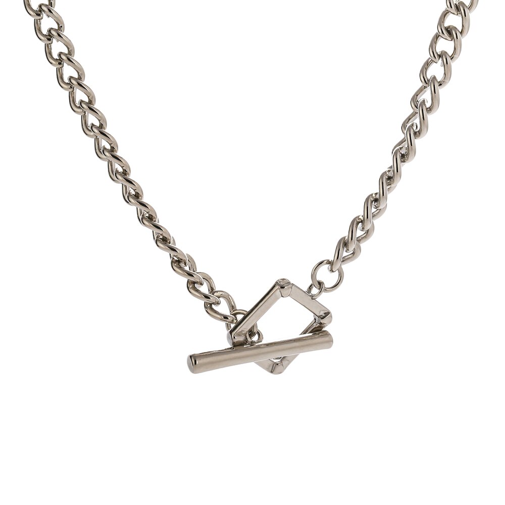 Yhpup Charme Metall Verknüpfung Kette Halskette einstellen für Frauen collane donna Goldene aussage Schmuck Halsband Halskette бижутерия: Silber- Halskette