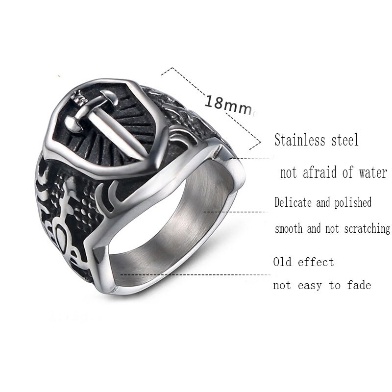 ring men big stainless steel for mens punk chip hop male man sword ring antique signet ring arthur swordslion accessories