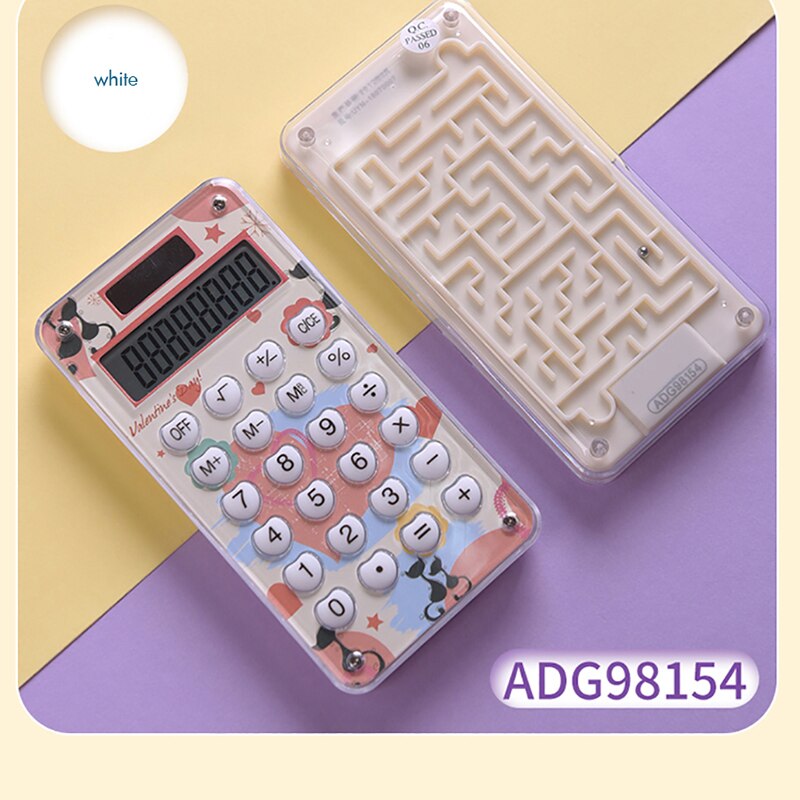 8-Digit Pocket Solar Calculator Standard Function Student Calculator Large LCD Display Calculator with Labyrinth Map Game