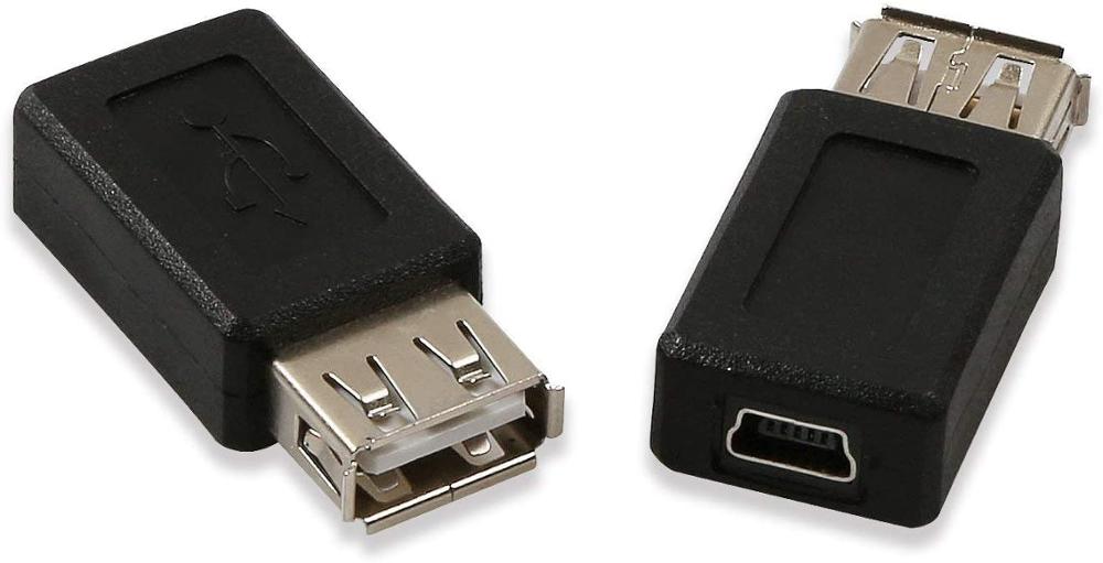 2 Pack USB 2.0 A Female to USB B Mini 5 Pin Female Adapter Converter