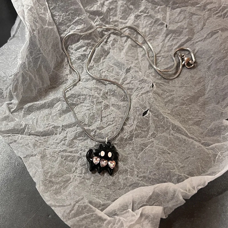 Collar de corazón de amor Y2k para mujer, Hip Hop, corazones rojos, colgantes rosas, collares, cadena de cuerda, Rave para niñas, joyería gótica: PLATEADO