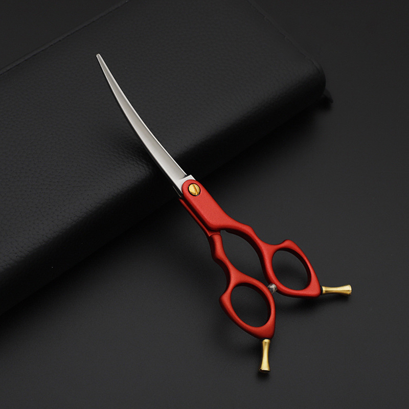 Japan 440C Curved Dog Grooming Scissors 6/6.5 Inch Stainless Steel Pet Shear with Alloy Handle Teddy: 6.5 inch / Red