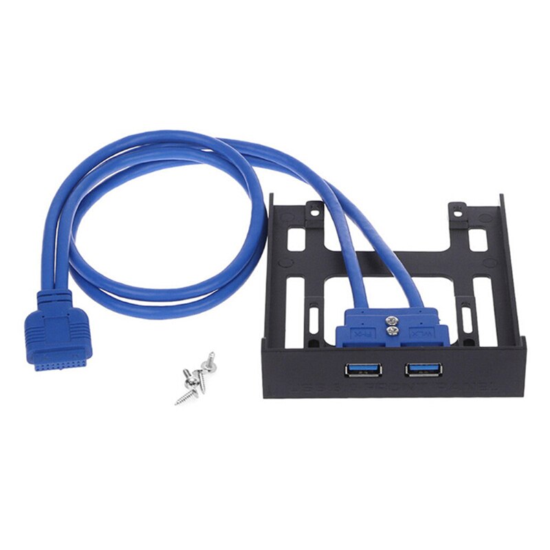 20Pin 2 Port USB 3.0 Front Panel Cable Adapter USB3.0 Hub Plastic Expansion Bracket for PC Desktop 3.5'' Floppy Bay