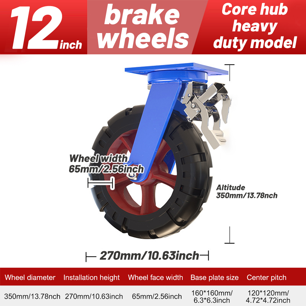 6/8/10/12inch Caster Wheels Furniture Caster Soft Rubber Universal Wheel Swivel Caster Roller Wheel: Yellow