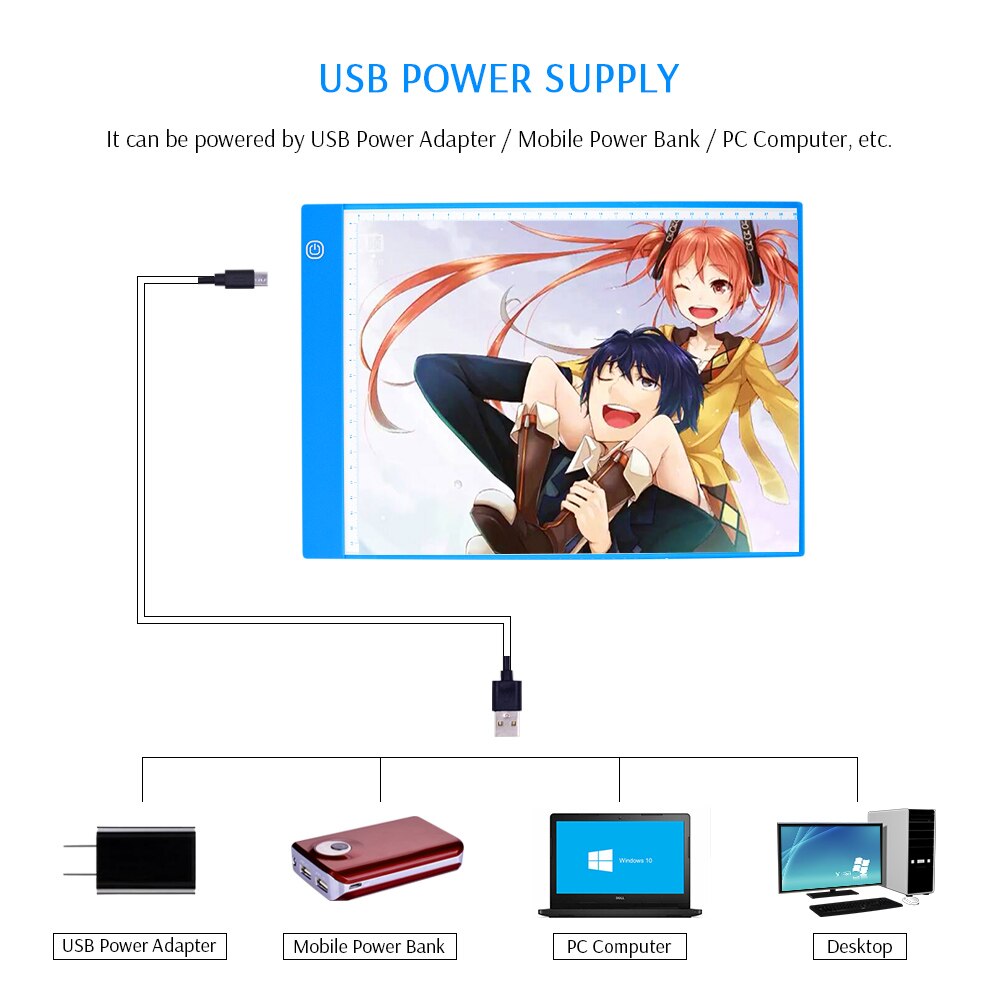 CHIPAL Scale A4 LED Drawing Tablet Digital Graphics Tablets Electronics USB Dimming Light Box Graphic Art Writing Copy Board