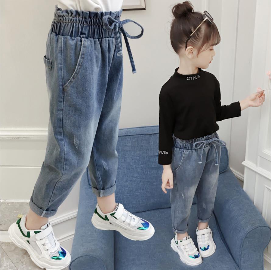 Børnetøj forår efterår piger jeans stor dreng børn baby fødder bukser slanke afslappede lange bukser piger bukser 2-8y