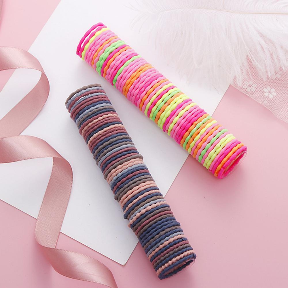 Vrouwen Kinderen Meisjes Elastische Haarband 50 Stks/pak 3 Cm Kleurrijke Hair Ties Touwen Scrunchy Paardenstaart Rubberbands Tie Gum Accessoires