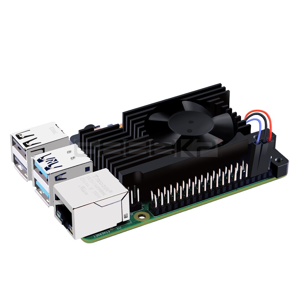 Raspberry Pi 4B – Kit de dissipateur thermique CNC à vitesse réglable, ventilateur de refroidissement extrême avec arrêt automatique, coussin thermique 3510