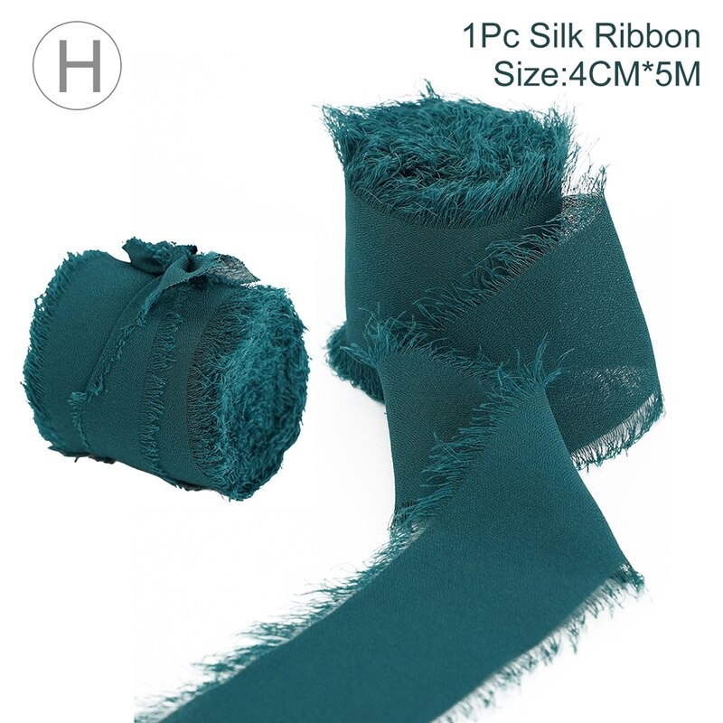 Rouleau de ruban en mousseline de soie, 5 m/rouleau, pour Bouquet de mariée, boîte d&#39;emballage en tissu, décoration pour voiture: style 8