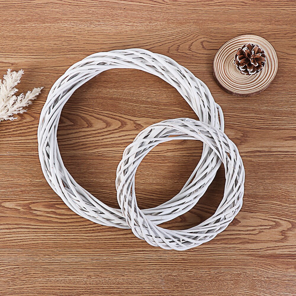 10-30Cm Kerst Rotan Ring Krans Rieten Witte Krans Krans Rieten Ornamenten Bruiloft Kransen Krans Opknoping Party Decor