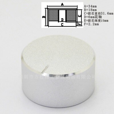 Perilla de plástico de aluminio 8 Uds perilla de potenciómetro voladura plana 34*18*6mm gorra con puntos interruptor de picaporte de coche perilla de horno eléctrica: Silver-O shaft-one