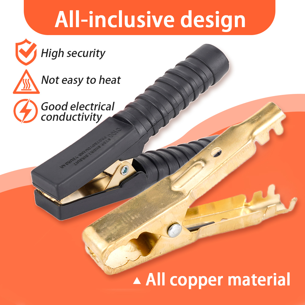 Terminal de pinzas de cocodrilo 500-1000A, conector de prueba de abrazadera de cocodrilo para batería eléctrica de coche de cobre para Cables de puente Boost, 2 uds.