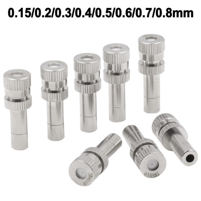 Rvs Verneveling Nozzle Tuinieren Nozzle 6 Mm Lage Druk Verneveling Cooling Bevochtigen Sproeikop 0.15-0.8 Mm