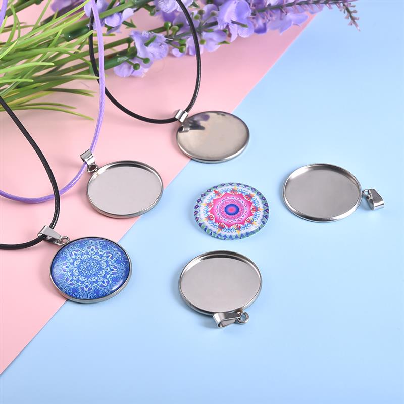 20pcs Stainless Steel Blanks Pendant Base Settings Cabochon Round 10/12/14/16/18/20/25/30mm Bezel Trays Jewelry Making Supplies