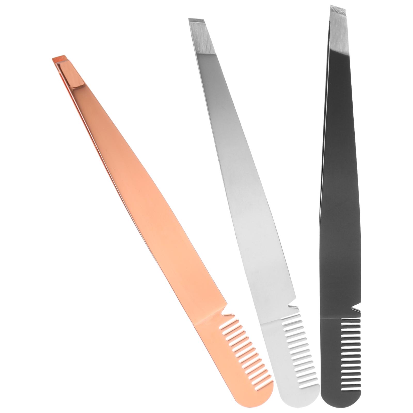 3 Pcs Eyebrow Clamp Comb Multipurpose Tweezers Shaping for Women Lash Stainless Steel Eyebrows Miss Forceps