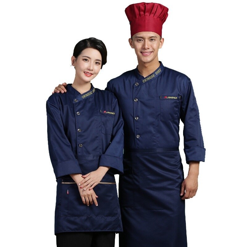 Uniform qiu dong män och kvinnor i hotellets restaurang kök smock catering kockens långärmade efter tårtbutiken
