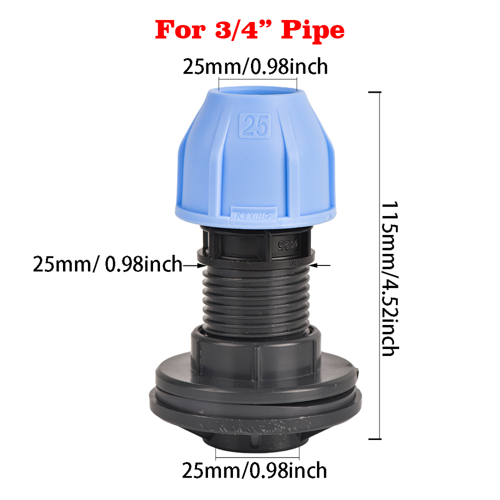 Regenfass-passend zu anschließen OD 20/25/32 mm PE-Rohrverbinder-Adapter für Wassertanks, Aquarien, Wannen, Schwimmbecken: Schwarz