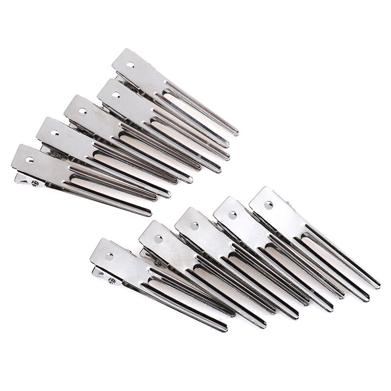 10pcs 46mm DIY Double Prong Alligator Hair Clips Flat Metal Boutique Hairpins With No Teeth For Hair Styling Accessory