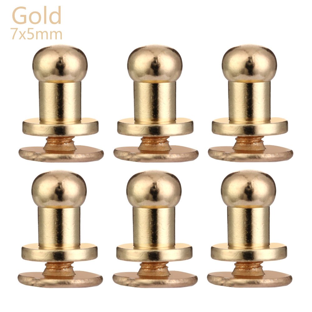 10PCS Monk Head Screws Leather Metal Craft Belt Wallet Solid Brass Nail Rivets Screws Bags Accessories Tacks: 7X5mm Gold