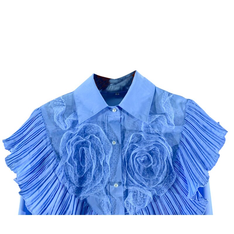 Superaen outono e inverno novo design apliques sólido turn down collar blusas femininas completas
