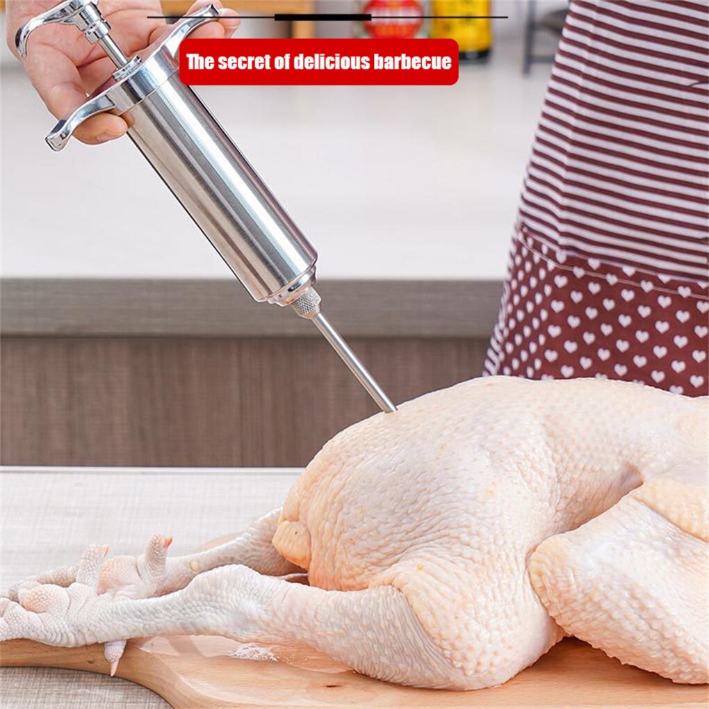 Stainless Steel Chicken Stuffing Tool Beef Meat BBQ Grilling Marinade Flavoring Kit Detachable Party Kitchen Cooking
