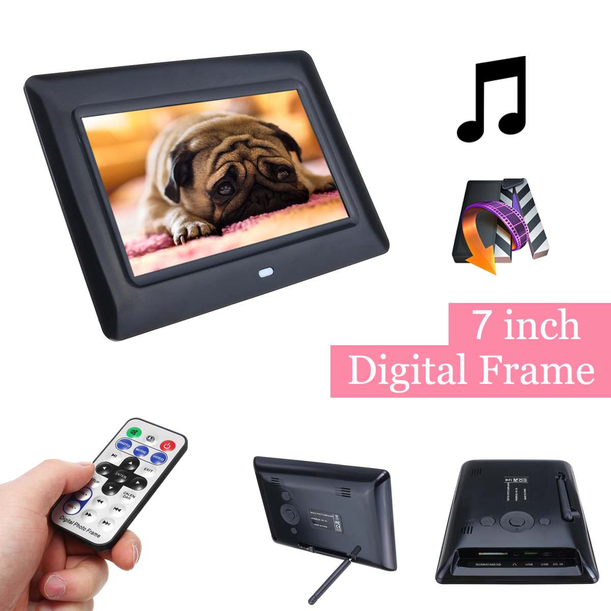 7 Inch Led Backlight Hd 1280*800 Volledige Functie Digitale Fotolijst Elektronisch Album Digitale Foto Muziek Video