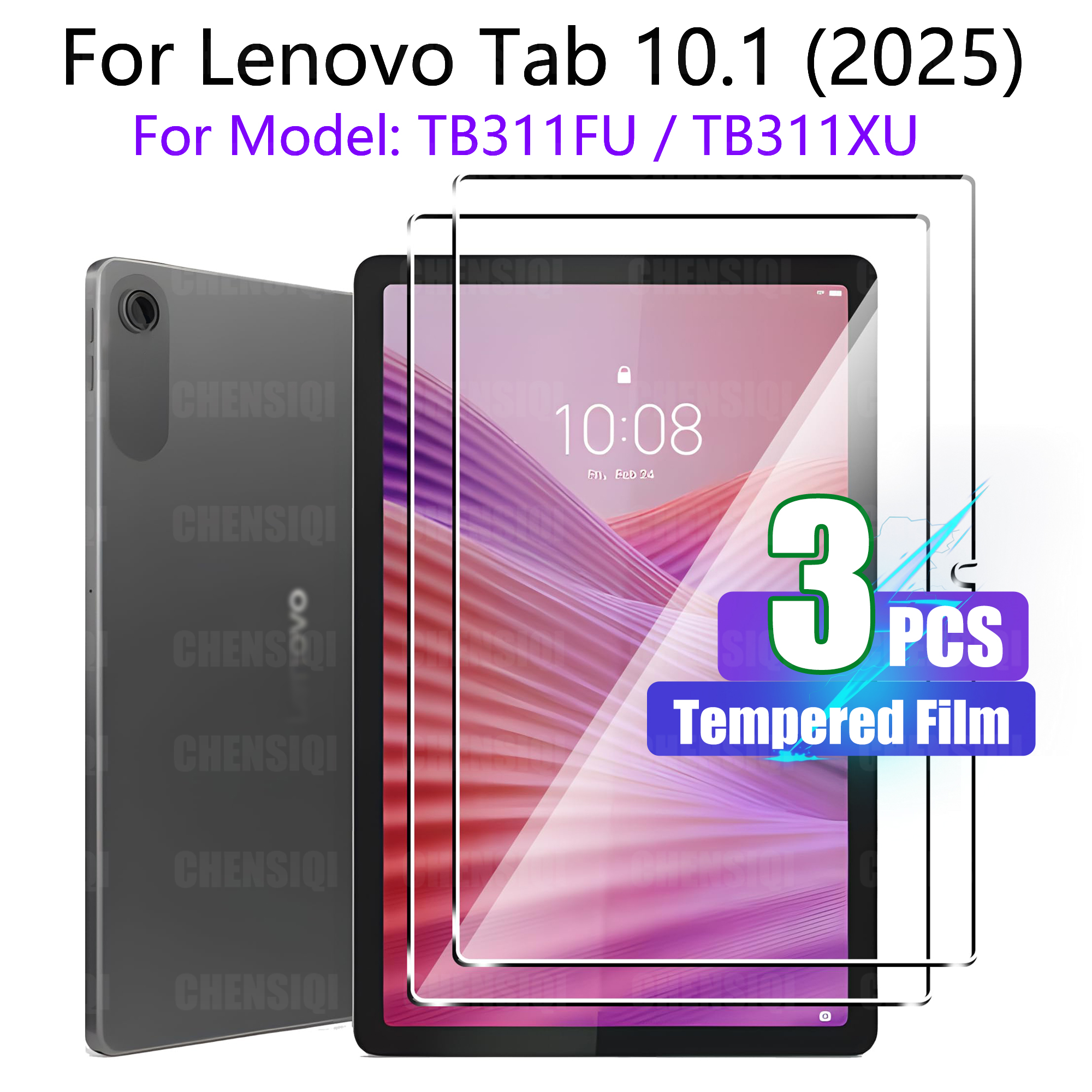 Displayschutzfolie für Lenovo Tab 10,1 Zoll (2025) TB311FU / TB311XU, gehärtetes Glas, blasenfrei, HD-Schutzfolie mit hoher Reaktion: Silber