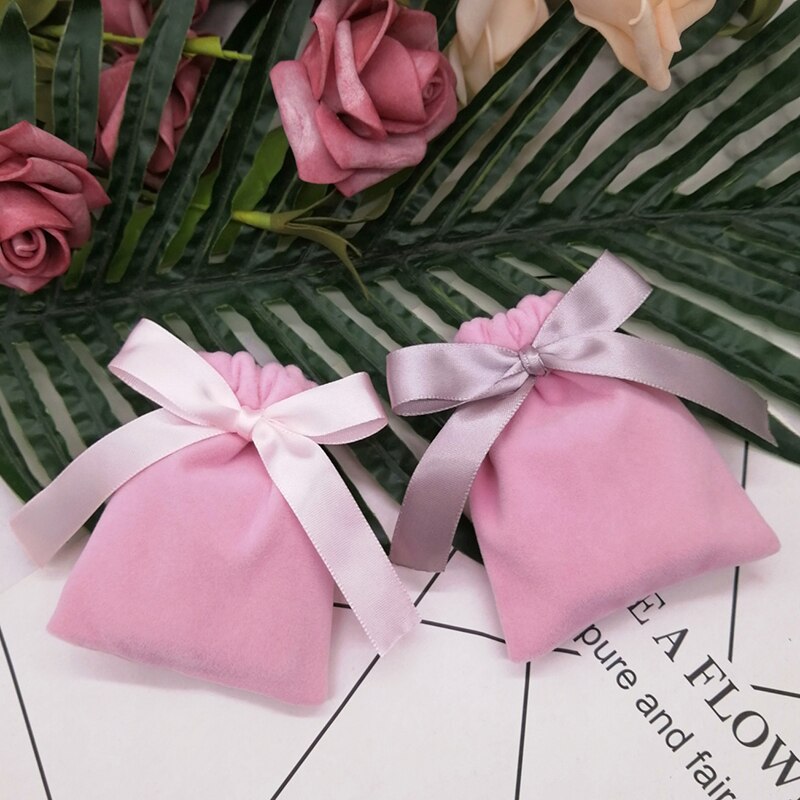 Luxe witte fluwelen linten trekkoord tas sieraden verpakking ketting armband make-up kralen tas bruiloft feest zakjes 20 stuks