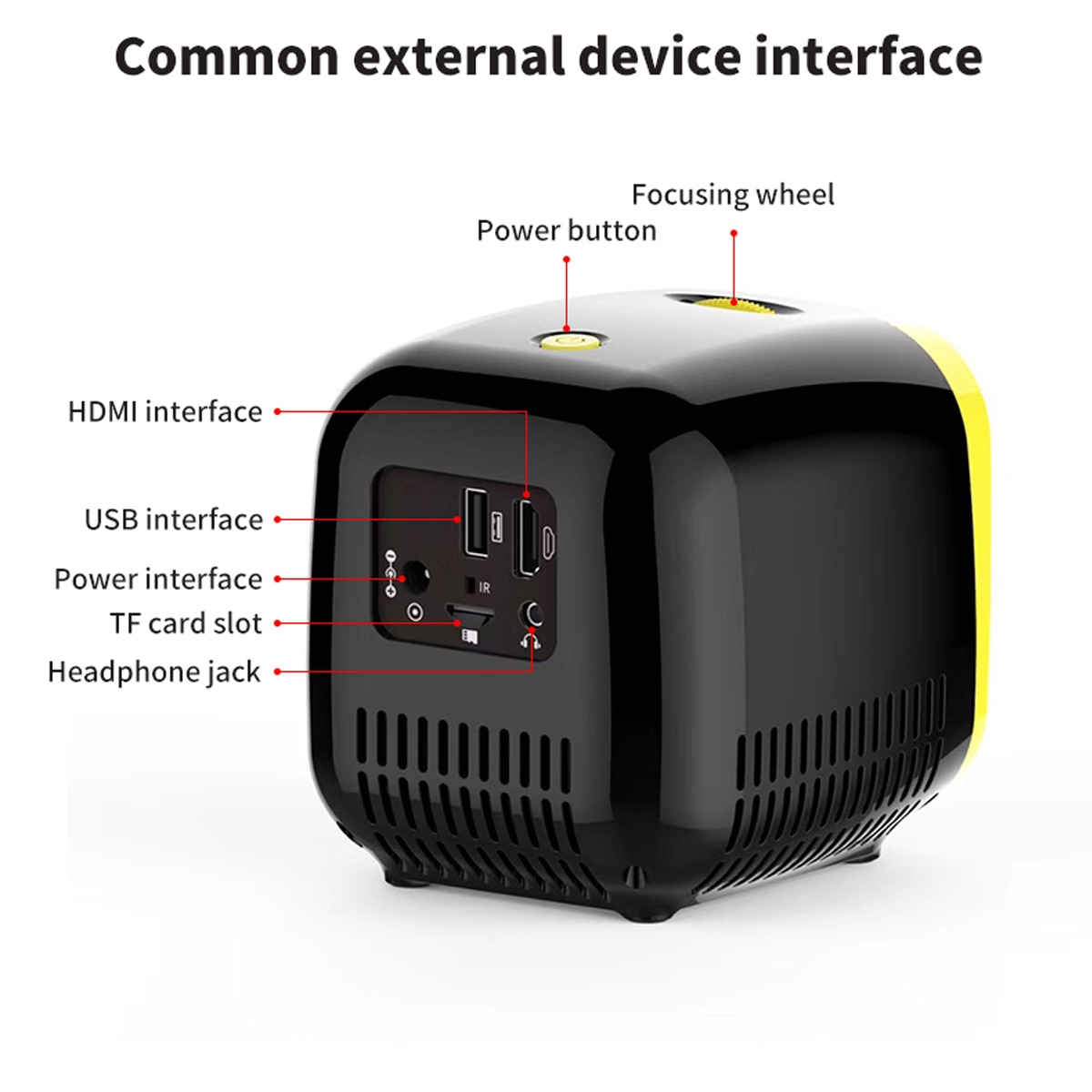 LEJIADA L1 proyector reproductor de vídeo Compatible con 1080P HDMI USB AV portátil Compatible con TV Stick, ordenador portátil, PS4, Xbox