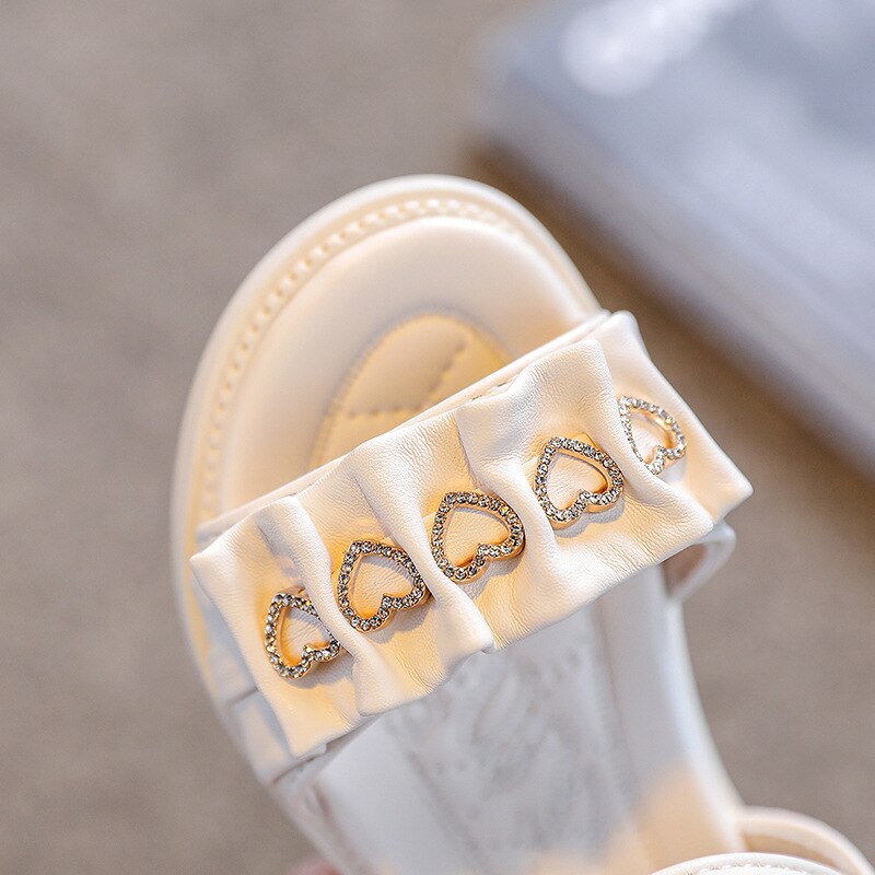 Sandalias con diamantes de imitación para niña, zapatos antideslizantes de verano, ostentosos