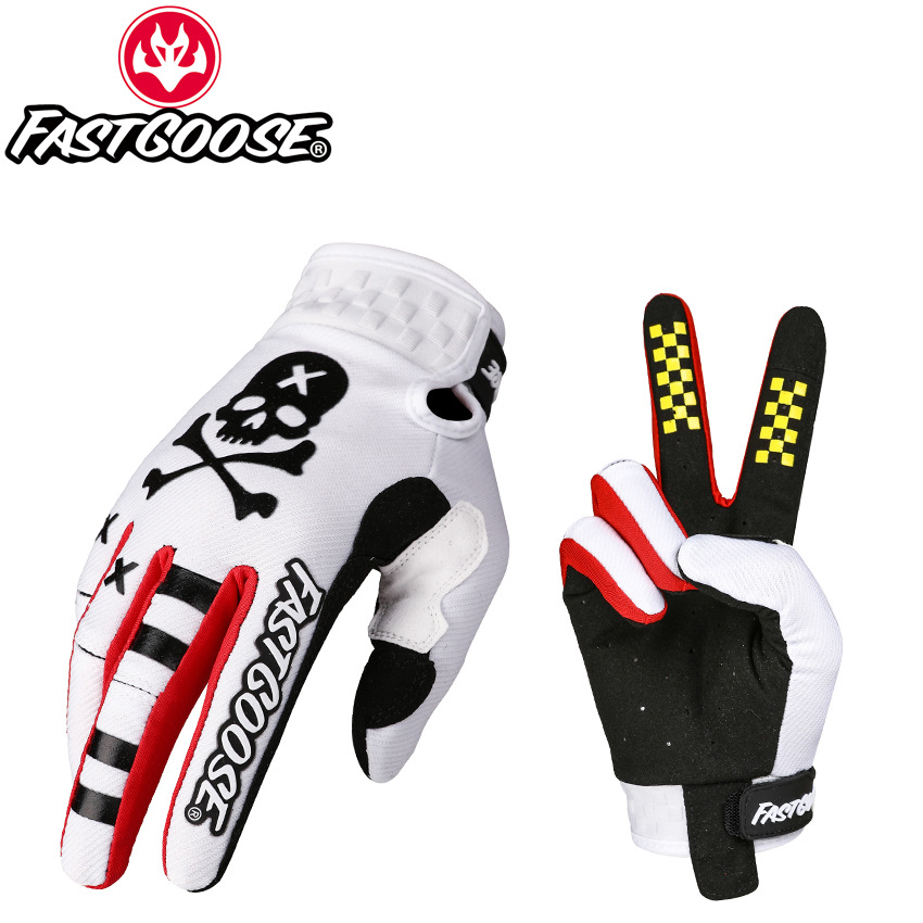 FASTGOOSE Motocross MX guantes motocicleta dedo completo bicicleta BMX MTB ATV todoterreno ciclismo de montaña Luvas S-XXL: Blanco / XXL