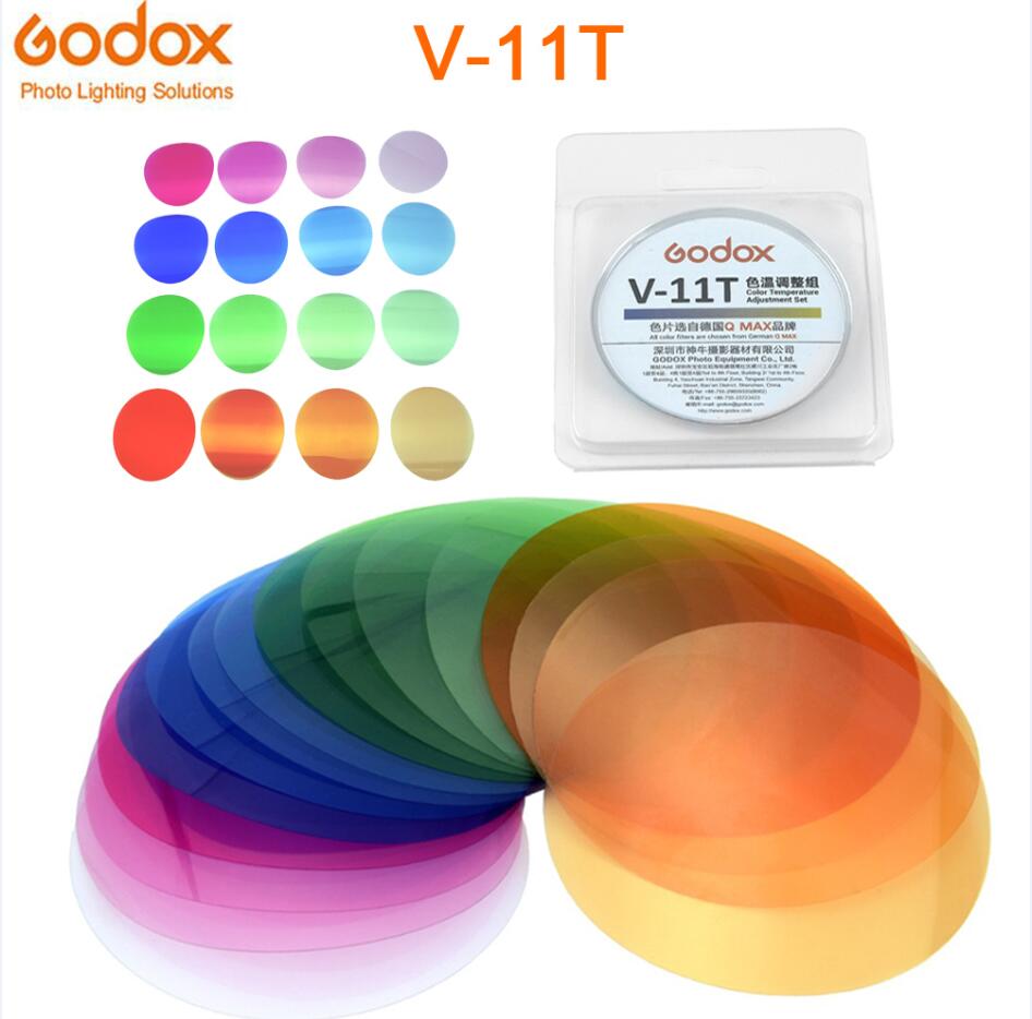Godox AK-R16 Magnetic Mount Diffuser Plate with V-11C / V-11T Color Effect Gel Set for Godox V1 Series Flash Light Speedlite: Godox V11T