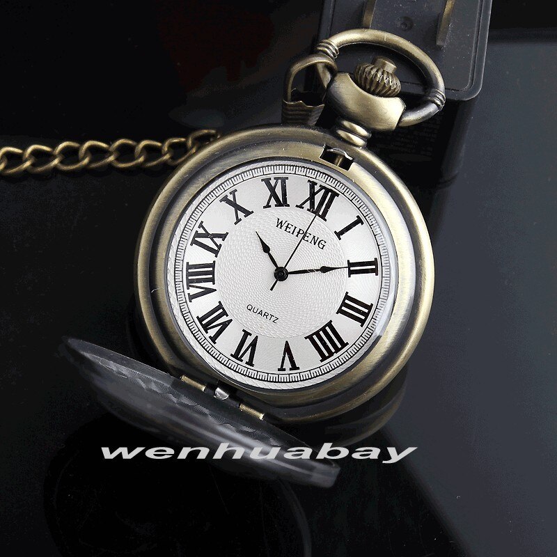 Vintage Quartz Pocket FOB Watch Antique Deer With Pendant Necklace Bronze Boys Pocket Watch Chain For Men Relogio De Bolso