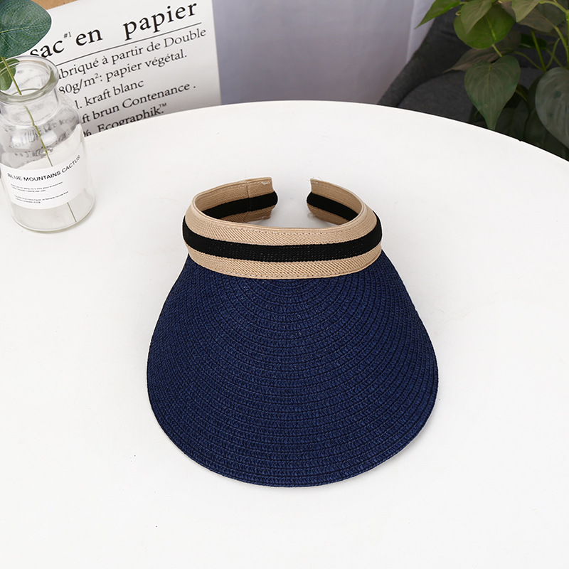Susi & Rita gorra visera de verano para mujer, sombreros de paja de ala ancha, sombrero de playa para mujeres , sombrero Casual vacío, gorra Casquette: Navy Blue