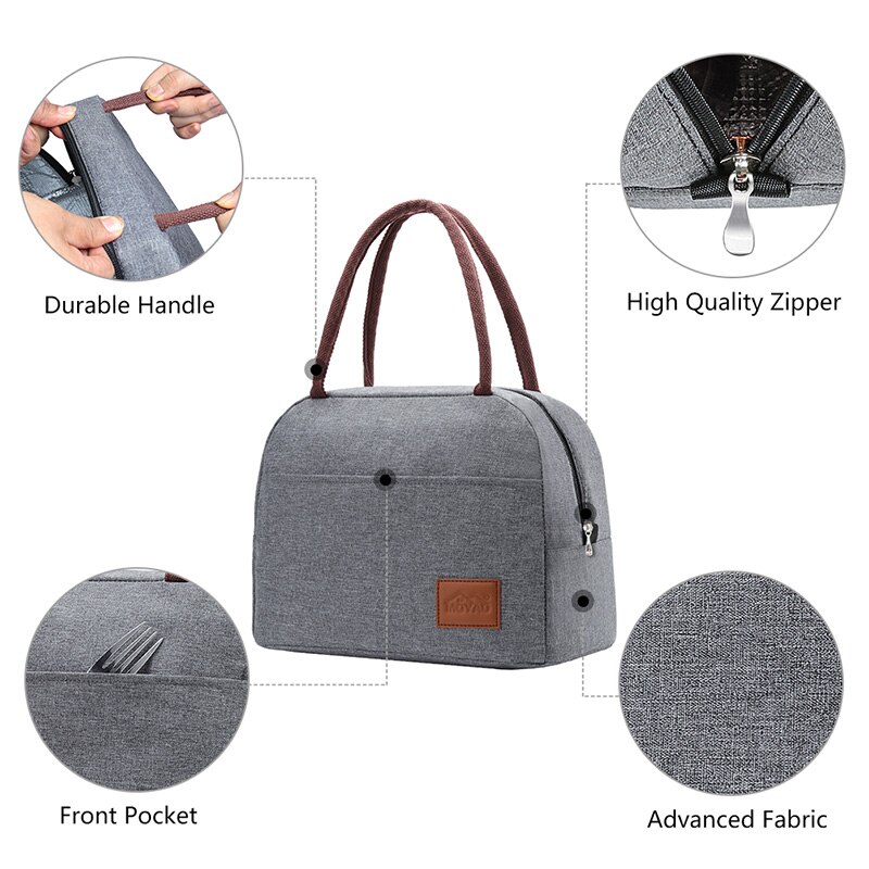 Aosbos Portable Cooler Lunch Bag Thermal Insulated Travel Food Tote Bags Food Picnic Lunch Box Bag for Men Women Kids